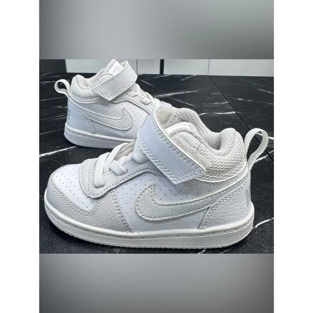 Nike Kids High Top Sneakers White Gray Toddler 6C BNWOB Hook Loop